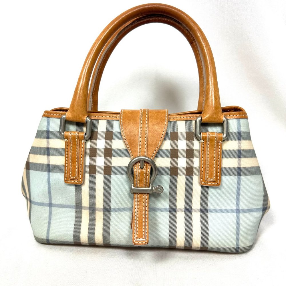 Vintage RARE Burberry Mini Purse Check Nova Baby Blue Made in Italy blogger 90s